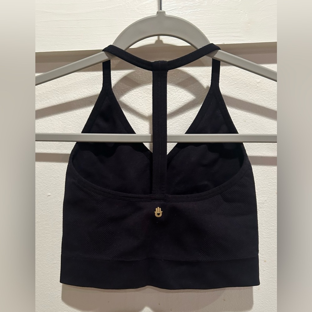 Spiritual Gangster Icon T Back Sports Bra Black - Size XS/S